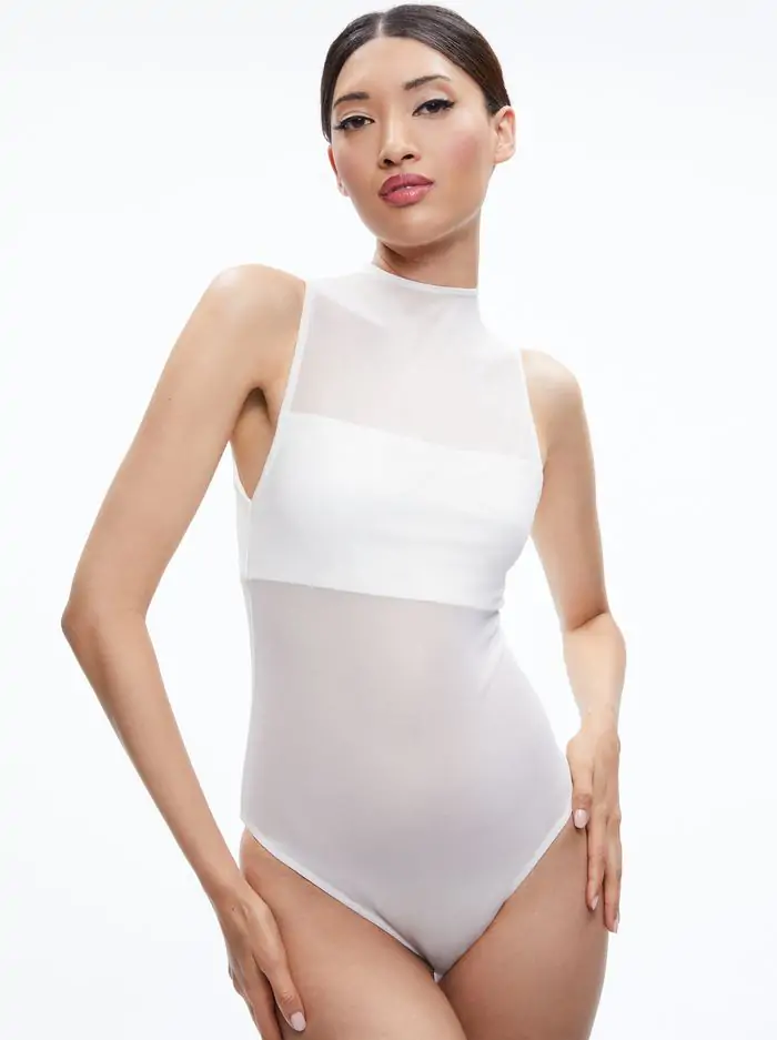 NICHOL HIGH NECK SLEEVELESS MESH BODYSUIT